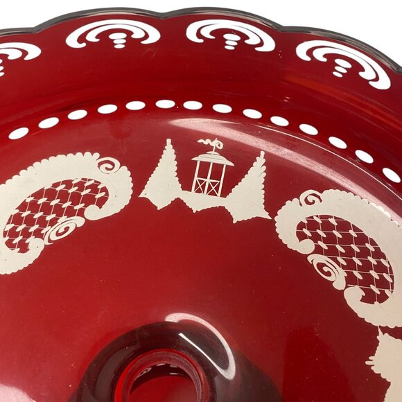 Egerman Czech Bohemian Ruby Red Glass Pedestal Fruit Bowl Magic Potion Christmas - Picture 9 of 16